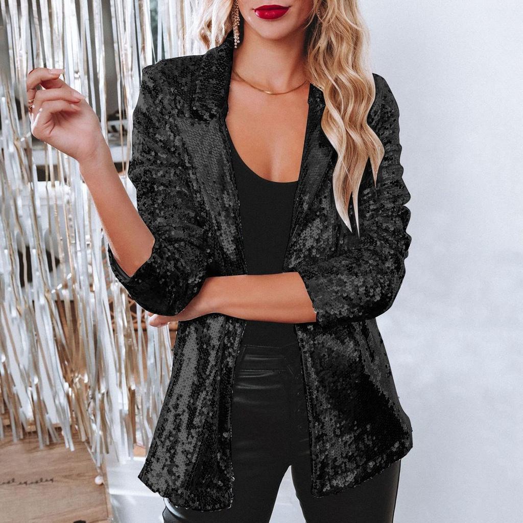 Stylish Women's Cardigan, Loose-fitting Long-sleeved Casual Sequined Jacket For Women.