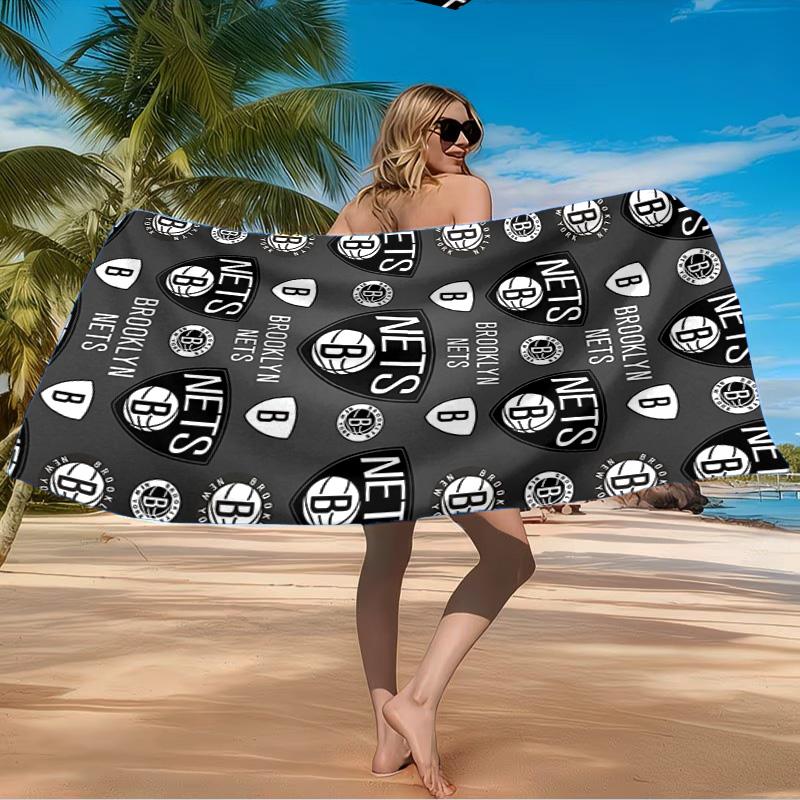 Brook-lyn Nets Art Beach Towel Microfiber Beach Towel, Lightweight and Quick-Dry, for Summer Travel, Swimming Pool Fan Birthday Gift