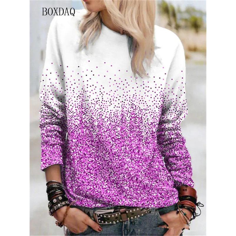 Dot Gradient Pattern 3d Print Women Fashion T-Shirts Spring Autumn Long Sleeve Street Style Ladies Tees 6XL Big Size Casual Tops