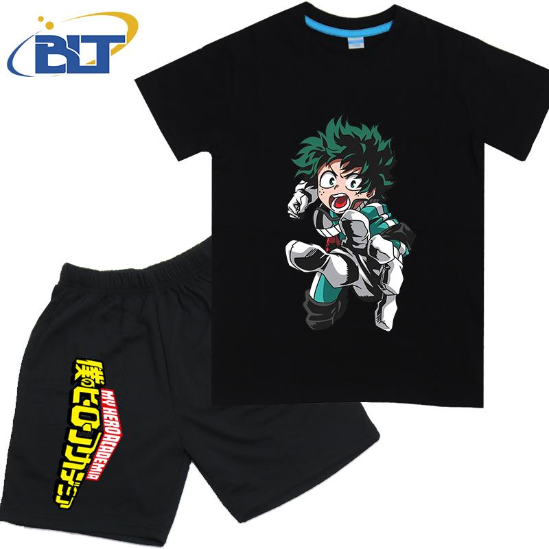 My Hero Academia anime costume kids T-shirt set pure cotton short-sleeved shorts 2-piece set for boys and girls