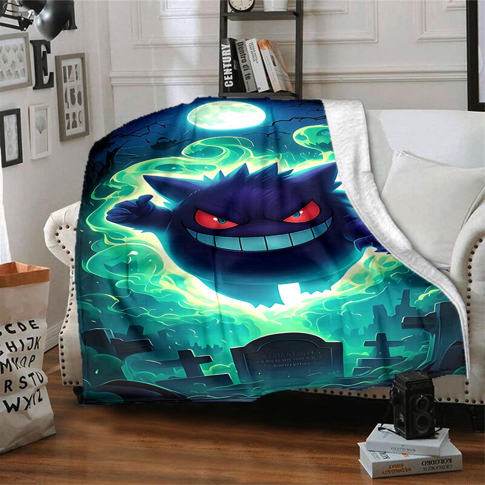 1pc Ghostly Pokémon Blanket Soft All Season Throw with Vibrant Design, Perfect for Home, Travel, and Gifts, Ideal for Naps and Camping