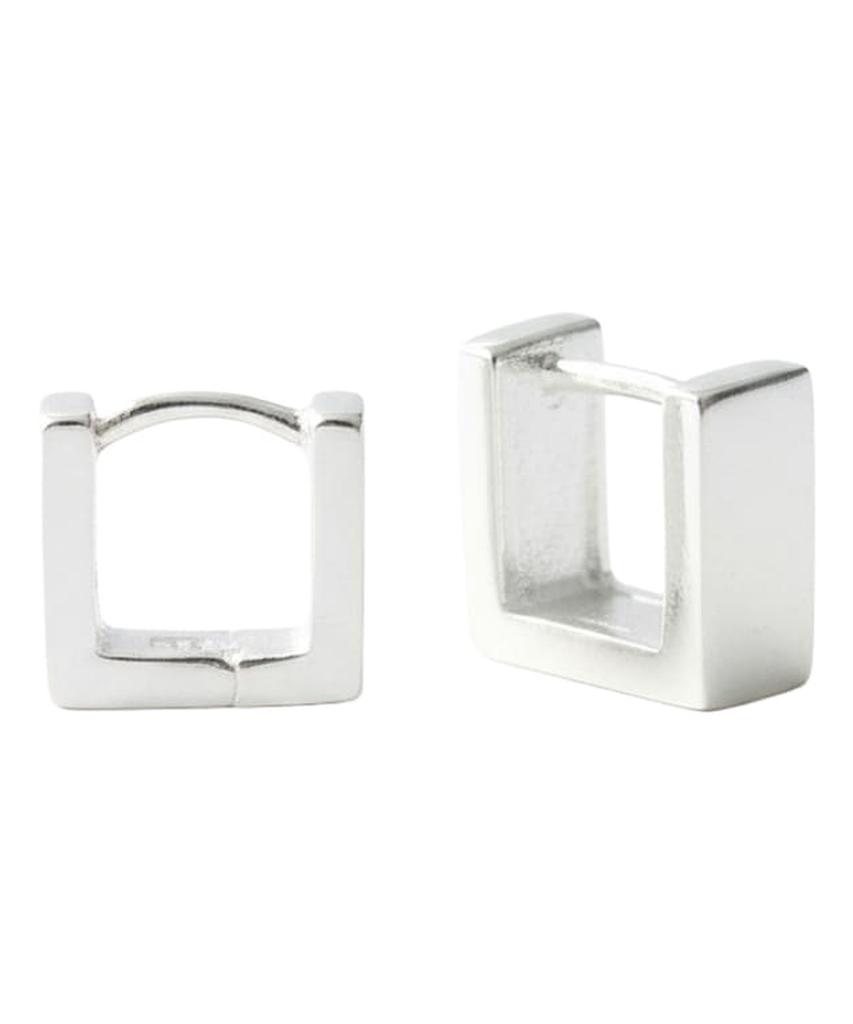 Серебряные серьги-кольца Alleun 925 пробы, квадратные, короткие, с застежкой-щелчком