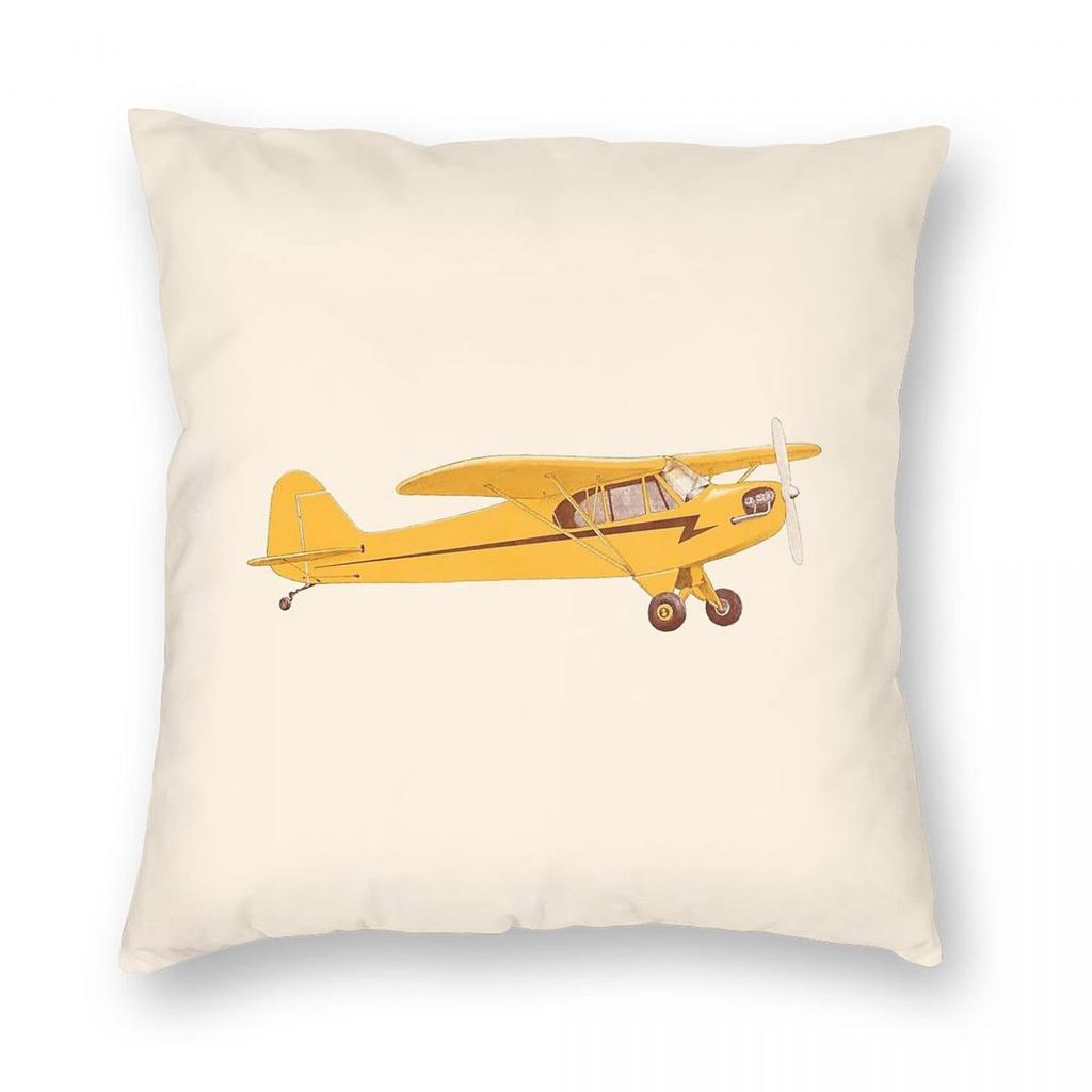 Little Yellow Plane Square Pillowcase Polyester Linen Velvet Creative Zip Decorative Home Cushion Case
