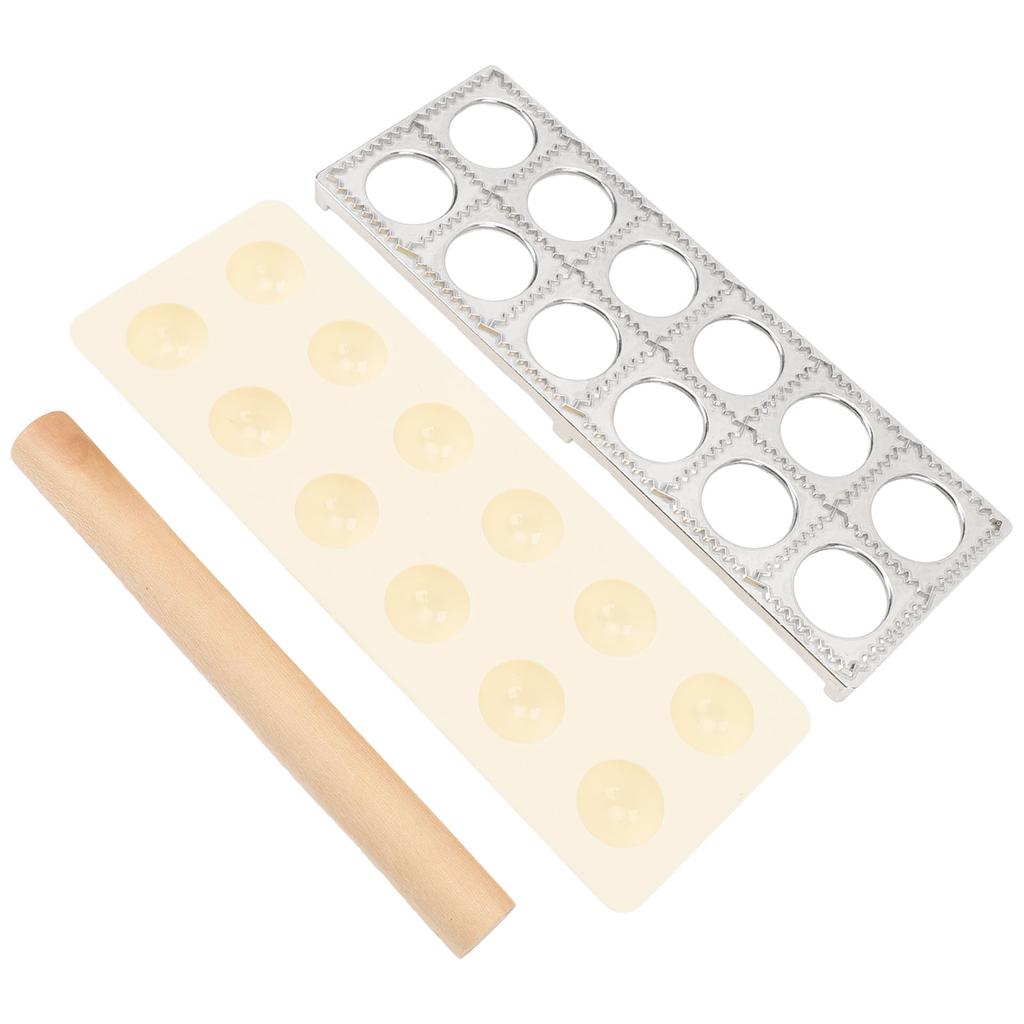Пресс для равиоли из алюминиевого сплава, пластиковый инструмент для приготовления пельменей с деревянной скалкой для семьи