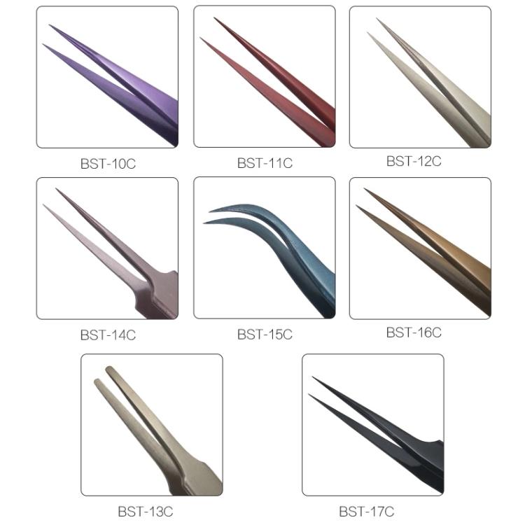 BEST BST-17C Newest Extra Long Precision Stainless Steel Eyelash Extension Volume Tweezers
