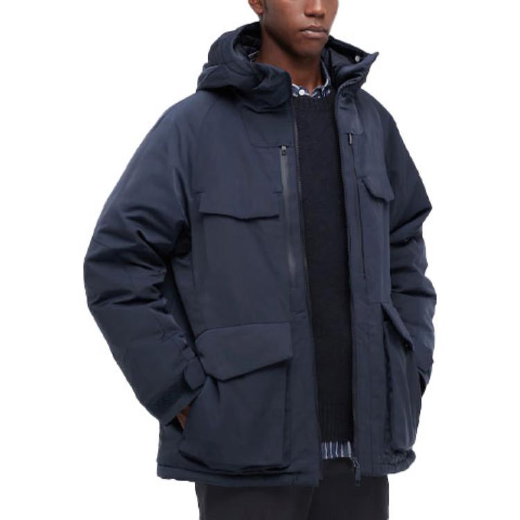 Uniqlo X White Mountaineering High-Performance Composite Zipper Streetwear Loose-Fit Hooded Down Jacket Men outerwear Navy 442563-69