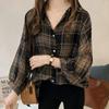 New Fashion Summer Women's Sun Protection Clothing Chiffon Shirt Plaid Retro Shirt Top Blouse Women