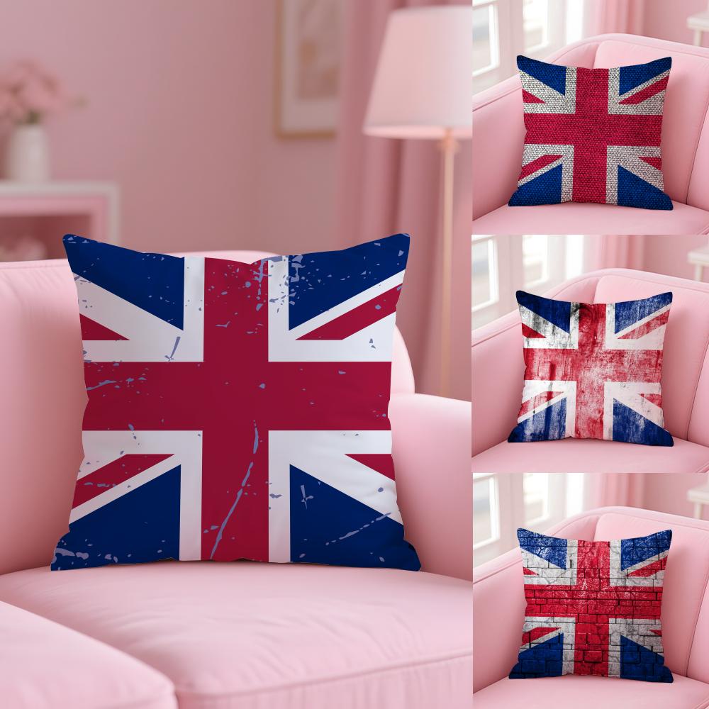 Наволочка на подушку с флагом Union Jack, плюшевая ткань, мягкая, двусторонняя печать, для дивана, теплая, зимний подарок для дома, наволочка