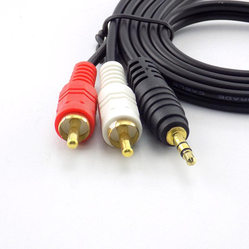 Длинная длина 1,5 м, 3 м, 5 м, 10 м, 3,5 мм, штекерный разъем AV 2 RCA, штекерный кабель, компьютерная аудиолиния для телефонов, ТВ, звуковые колонки