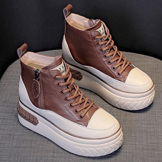 Натуральная кожа Show High Shoes Женские мягкие легкие ботинки с мягкой подошвой Маленькие туфли Pops в пределах высоты сетчатые красные кожаные кроссовки