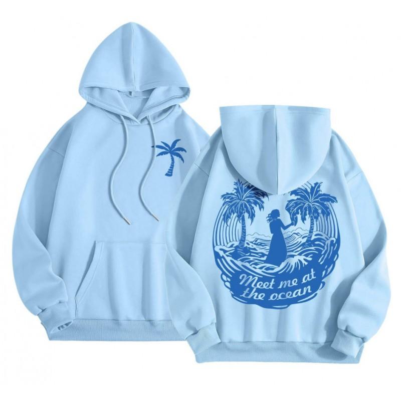 Womens Oversized Hooded Sweatshirt Loose Fit Streetwear Long Sleeve Cotton Blend Floral Print Casual Top