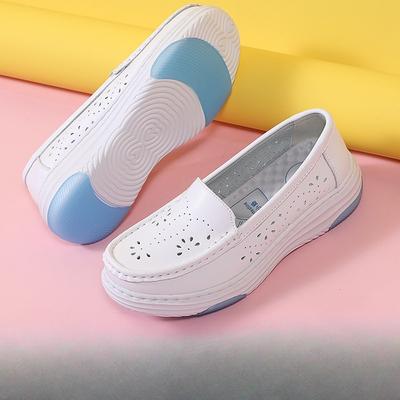 Новые туфли медсестры на мягкой подошве для женщин, на плоской танкетке, дышащие и противоскользящие, одинарные туфли