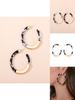 Elegant Geometric Black And White Patterned C-shaped Earrings For Trendy Street Style