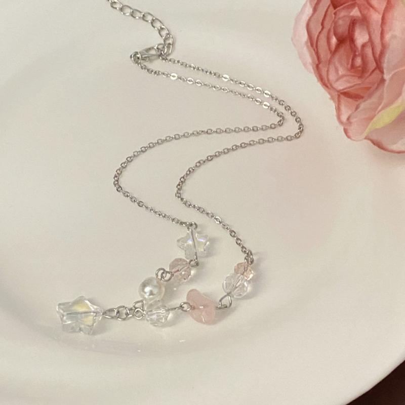 Новая мода, темперамент, прозрачные звезды, жемчуг, бисер, простое ожерелье-джокер, женское ожерелье