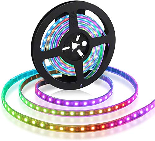 Светодиодная лента ALITOVE, WS2812B Адресная 5050RGB SMD, 5 м, 300 пикселей, Dream Color, Водонепроницаемая, Черная основа, DC 5V, Подсветка