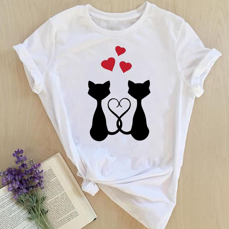 Graphic Tee Short Sleeve Summer Top Wild Animal Sweet Trend Cute 90s Print Ladies Female T Clothing Casual Women's Fashion T-shirt