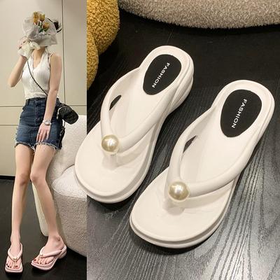 Туфли Кристаллы Танкетка Женские тапочки и босоножки Розовые шлепанцы Каблук Rhenstone Лето 2024 Пляжные шлепанцы I 39