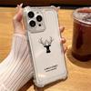 Прозрачный противоударный чехол с рисунком оленя для iPhone 16E 16 15 Pro Max 14 Pro 13 12 11 Защита от падений Тонкий Мягкий Силиконовый Бампер с Защитой Объектива