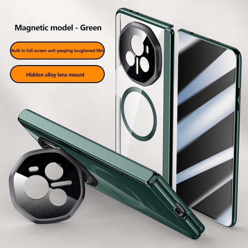 Electroplated Hinge Transparent Phone Case for Honor Magic V3 Metal Lens Holder with Tempered Film Shockproof Holder Business Cover