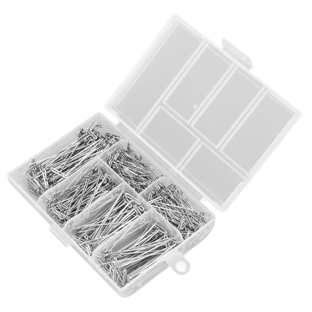 450pcs T Pins Rust Proof Steel Assorted Long Straight Pins with Clear Box for Wig Making Crafts Sewing