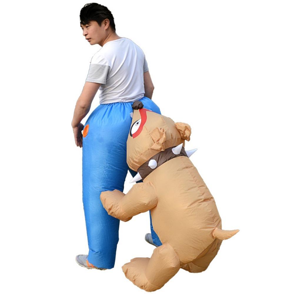 Inflatable Dog-Biting-Butt Animal Costume for Halloween Party Festive Inflatable Animal Outfit with Butt-Biting Feature