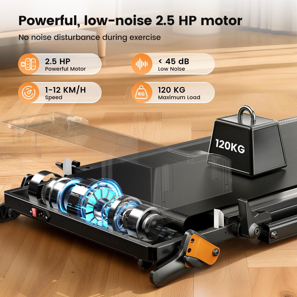 Беговая дорожка iScooter Speed 1-12 км/ч Домашняя беговая дорожка с Bluetooth-приложением, светодиодный дисплей, максимальная нагрузка 120 кг, черная FT52