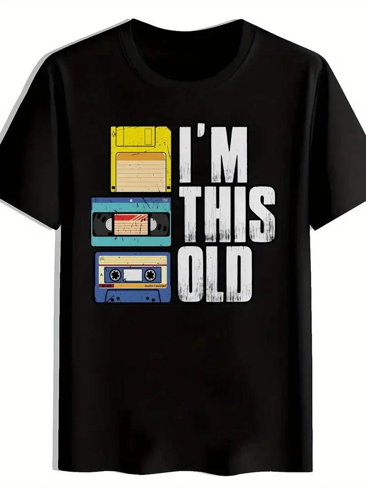 Men's Vintage "I'M THIS OLD" Cassette Graphic T-Shirt - Black Retro Music Tee