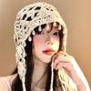 Fashionable Flower Hollow Head Hat for Women In Summer Ethnic Style Handmade Knit Fashionable Fashionable Knitted Hat