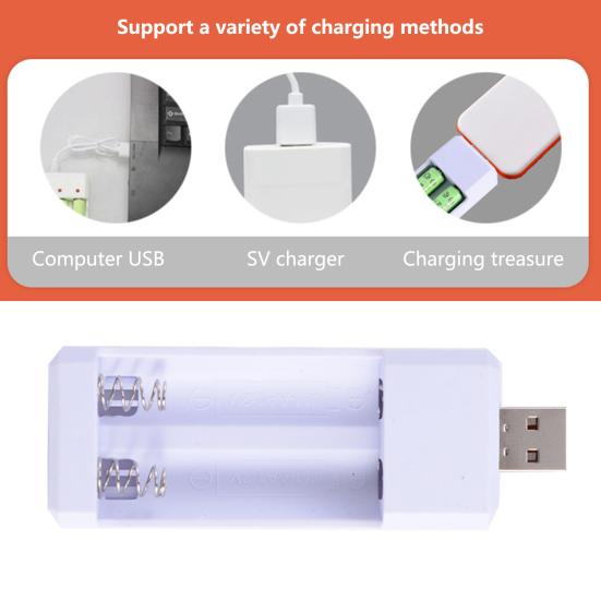 Адаптер для батарей 2 слота USB-порт Нержавеющий Антиокислительный Жаропрочный Безопасный Быстрое зарядное устройство AA/AAA