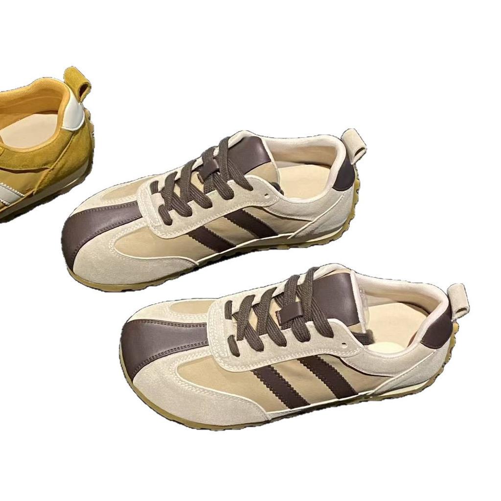 Кожаные ретро немецкие тренировочные туфли женские 2025 весна и осень новая обувь женская обувь универсальные спортивные туфли на плоской подошве повседневные туфли Форрест Гамп