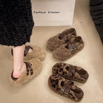 Женские осенние и зимние теплые туфли Мэри Джейн, женские уличные мокасины на плоской мягкой подошве с флисовой подкладкой