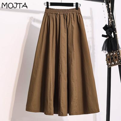 Плюс размер, весенне-осенняя женская повседневная юбка-зонтик трапециевидной формы с высокой талией и эластичной резинкой на талии