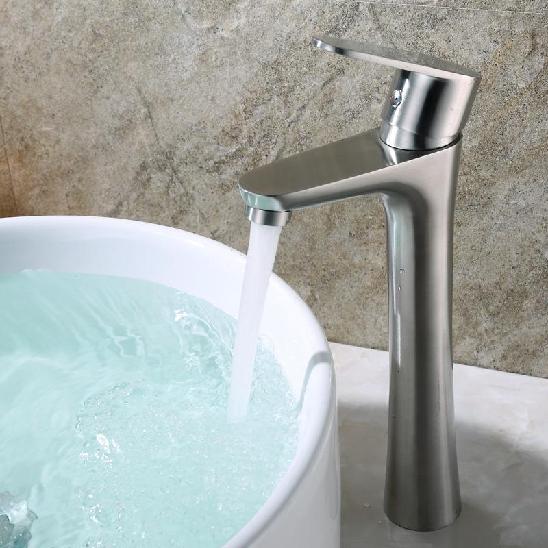304 Stainless Steel Raised Basin Countertop Basin Faucet, Wholesale of Sanitary Ware, Hot and Cold Washbasin Faucet