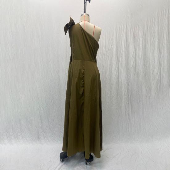 Женское вечернее платье с высоким разрезом на одно плечо без рукавов, плиссированное, с высокой талией, нестандартное, чистого цвета, коктейльное, свадебное, банкетное, макси-платье, бальное платье