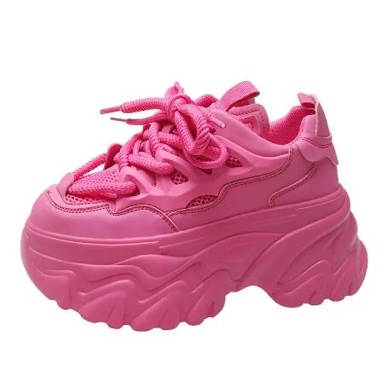 8,5 см новые высокие кроссовки на платформе женские толстые подошвы спортивные женские кроссовки вулканизированные туфли женские массивные кроссовки Zapatillas Mujer