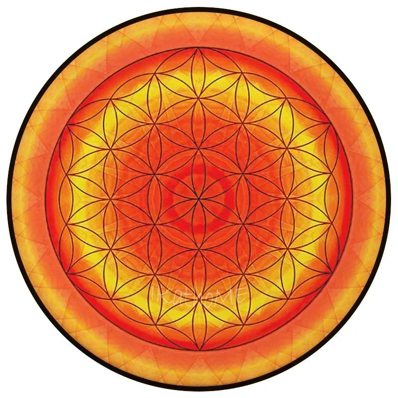 Круглый ковер Инь Ян Тай Чи Цветок Жизни Ковры для спортзала Круглый коврик Индийский Будда Коврики для йоги и медитации Нескользящий коврик для стула Декор