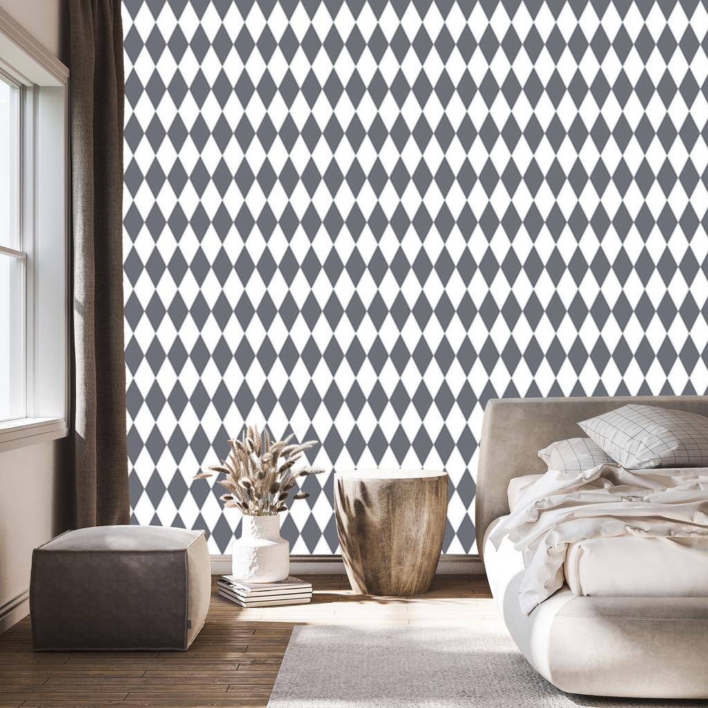 Harlequin Diamonds Wallpaper Gray and Light Gray 50x1000