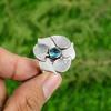 Natural Swiss Blue Topaz 925 Silver Solitaire Flower Adjustable Ring For Women