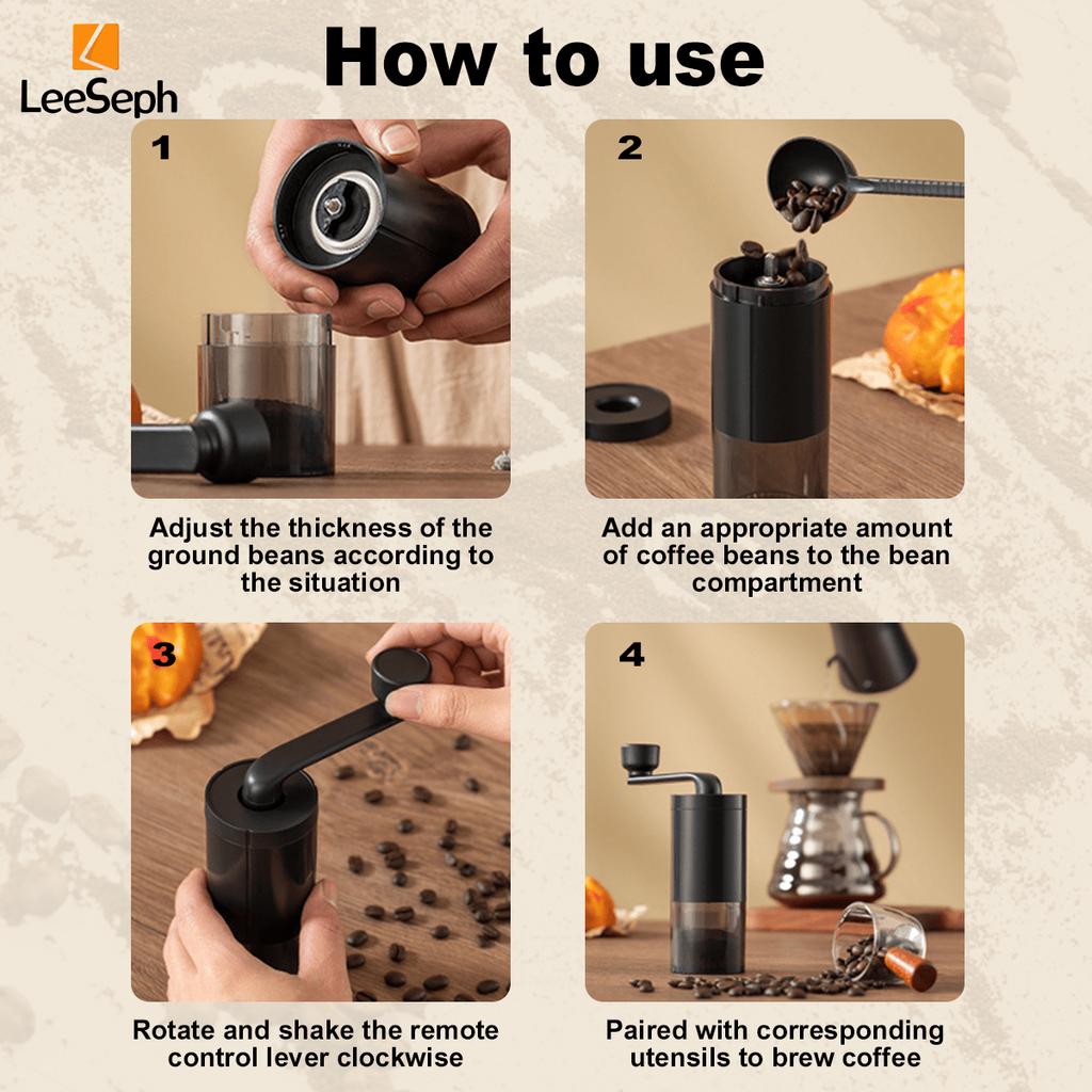 Leeseph Manual Coffee Grinder with Adjustable Settings and Ceramics Grinding Core, for Home Office Camping, Coffee Accessories