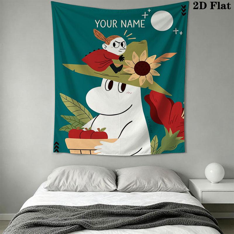 Custom Moomin Wall Hanging Printed Fabric Blanket Decorative Tapestries for Bedroom Living Room Home Decor