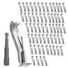 25 Pack Gutter Hangers 5 Inch Hidden Bracket Guard with Speed Screw and Clip for Repairing Sagging K-Style Aluminum Rain Gutters Includes Drill Bit