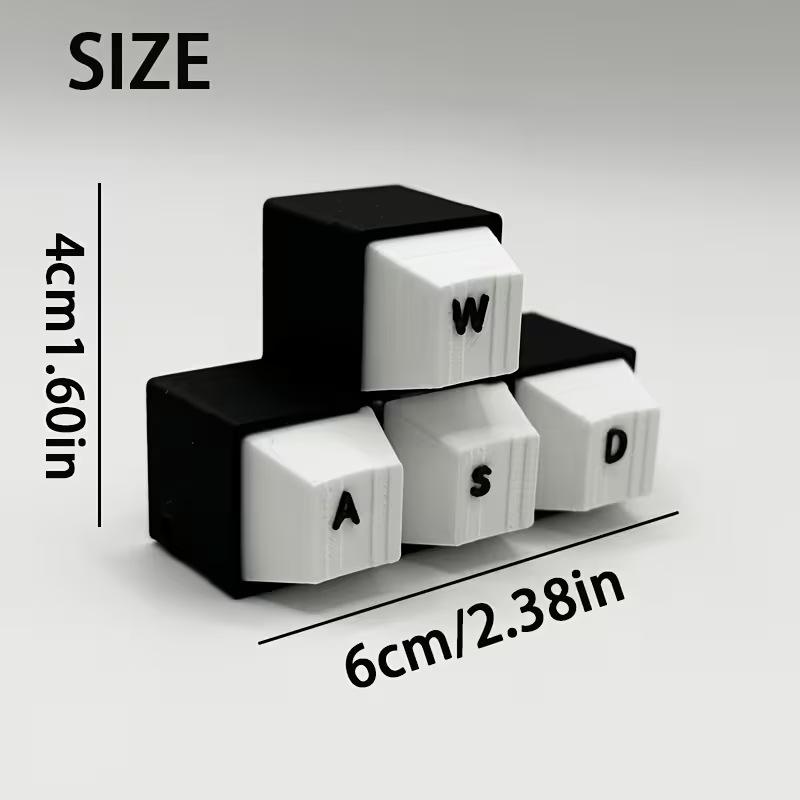 3D Printed WASD Keyboard Clicker Keychain Mini Stress Reducer Fidget Toy for ADHD Adults Kids School Office Use