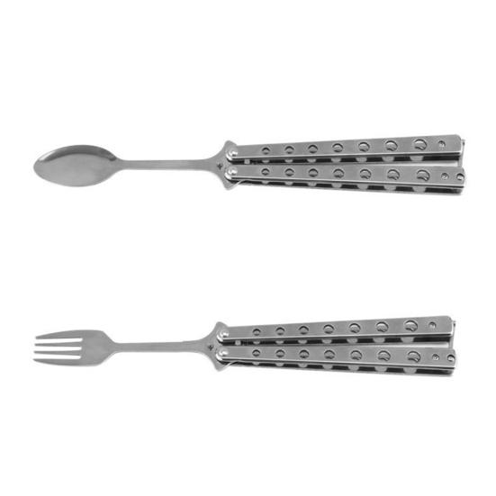 Набор вилок и ложек-бабочка из нержавеющей стали, складные ложки и вилки-бабочки, набор столовых приборов для путешествий, кемпинга, охоты, барбекю, кухни