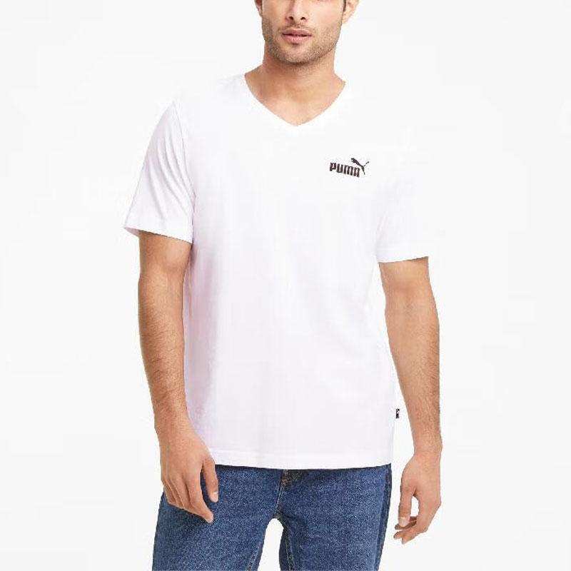 PUMA T Shirts Men's White V Neck Moderate Straight Fit 630562-02