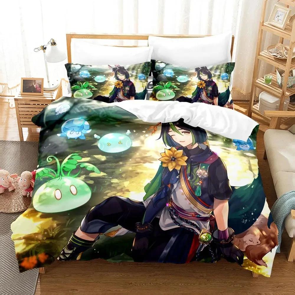 Кавайная пододеяльник Genshin Impact Тигнари для мальчиковой спальни Односпальный Twin Full Queen King Размер 2025 Покрывало Наволочка