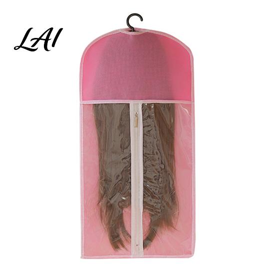 Zippered Wig Storage Bag Hanging with Hook Breathable Non-woven Fabric Dust-proof Organizer Protector Space Saving Portable Zipper Case for