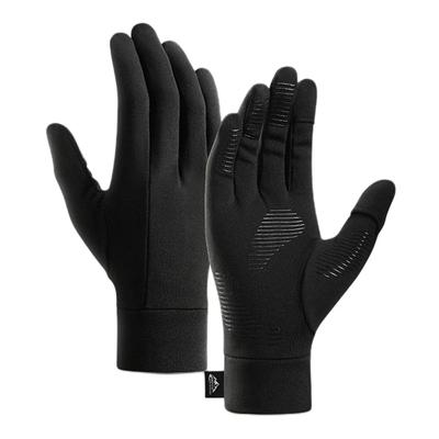Нескользящие велосипедные перчатки, противоскользящие перчатки, перчатки с сенсорным экраном, черно-серые зимние перчатки-подкладки, высокая эластичность, манжеты на запястьях
