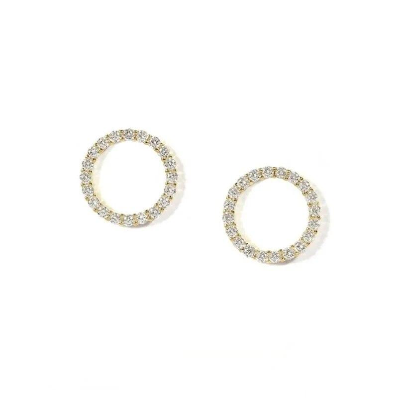 Delicate Small Circle Stud Earrings for Women Korean Fashion Earring Crystal Minimalist Jewelry Accessories