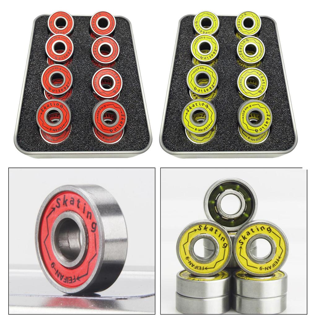 16x Skateboard Bearings Pro Bearings ABEC-9 Storage Box for Skate Board