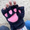 Kawaii милые кошачьи лапы с пушистыми когтями, перчатки без пальцев, теплые мягкие плюшевые женские плюшевые варежки с половиной пальца, зимняя одежда, рождественские подарки